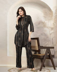 Floral Stripe Printed Rayon Kurta Set with Sequin Work