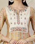 Floral Printed A-Line Modal Chanderi Kurta & Palazzo Set