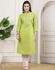 Printed Straight Cotton Kurta & Solid Palazzo Set