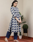 Maple Leaf Printed A-Line Cotton Kurta Set with Palazzo