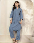 Solid A-Line Cotton Linen Kurta Set with Palazzo & Pockets