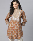 Ethnic Motif Printed Straight Modal Chanderi Kurti