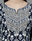 Ethnic Motif Printed A-Line Cotton Kurta Set