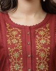 Solid A-Line Cotton Tunic with Embroidered Yoke