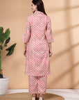 Abstract Printed A-Line Poly Linen Kurta & Palazzo Set