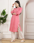 Printed Straight Cotton Kurta & Solid Palazzo Set