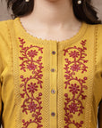 Solid A-Line Cotton Tunic with Embroidered Yoke