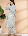 Abstract Printed A-Line Poly Linen Kurta & Palazzo Set