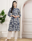 Paisley Printed A-Line Rayon Kurta with Palazzo & Pockets