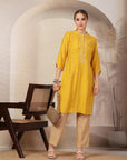 Bandhani Printed Modal Chanderi Kurta Set with Zari Embroidery