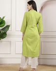 Printed Straight Cotton Kurta & Solid Palazzo Set