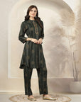 Floral Stripe Printed Rayon Kurta Set with Sequin Work