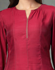 Solid Flared Silk Kurta Set with Banarasi Jacquard Dupatta