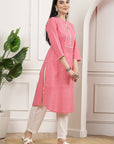 Printed Straight Cotton Kurta & Solid Palazzo Set