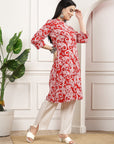 Paisley Printed A-Line Rayon Kurta with Palazzo & Pockets