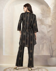 Floral Stripe Printed Rayon Kurta Set with Sequin Work