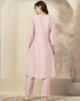 Solid Embroidered A-Line Poly Viscose Kurta & Palazzo Set