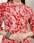 Paisley Printed A-Line Rayon Kurta with Palazzo & Pockets