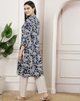 Paisley Printed A-Line Rayon Kurta with Palazzo & Pockets