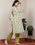 Floral Printed Straight Cotton Blend Kurta & Palazzo Set