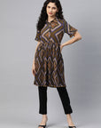 Ethnic Motif Printed Kurti with Ruffle Sleeves