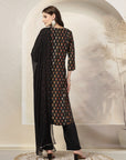 Floral Printed Poly Viscose Kurta Set with Zari Embroidery & Dupatta