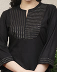 Solid A-Line Cotton Kurta & Palazzo Set