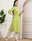 Printed Straight Cotton Kurta & Solid Palazzo Set