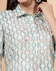 Abstract Printed A-Line Poly Linen Kurta & Palazzo Set