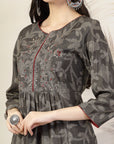 Bandhani Printed A-Line Modal Chanderi Kurta Set with Palazzo & Chiffon Dupatta