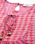 Ethnic Printed Cotton Top with Tie-Up Neck