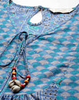 Ethnic Printed Cotton Top with Tie-Up Neck