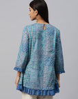 Ethnic Printed Cotton Top with Tie-Up Neck