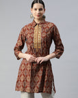 Ethnic Motif Printed Modal Chanderi High-Low Kurti