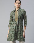 Ethnic Motif Printed Modal Chanderi High-Low Kurti