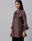 Geometric Printed Longline Modal Chanderi Top