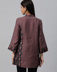 Geometric Printed Longline Modal Chanderi Top