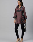 Geometric Printed Longline Modal Chanderi Top