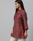 Geometric Printed Longline Modal Chanderi Top