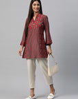 Geometric Printed Longline Modal Chanderi Top