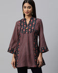 Geometric Printed Longline Modal Chanderi Top