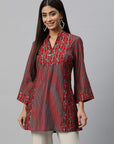Geometric Printed Longline Modal Chanderi Top