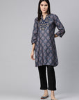 Ethnic Motif Printed Straight Modal Kurta with Embroidery