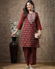 Floral Printed A-Line Modal Chanderi Kurta Set