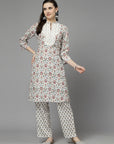 Floral Printed Poly Viscose Kurta Set