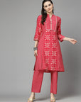Ethnic Motif Printed A-Line Kurta Set