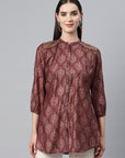 Ethnic Motif Printed Straight Modal Chanderi Shirt