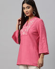 Solid Cotton Top with Embroidery