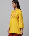 Solid Cotton Top with Embroidery