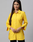 Solid Straight Cotton Button-Down Shirt